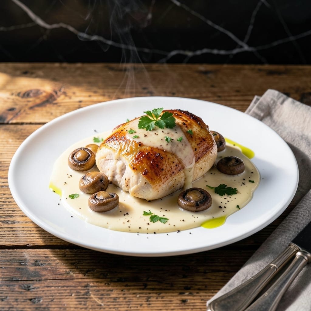 Neiman Marcus Gourmet Chicken Recipe: Luxe Cream Sauce With Mushrooms