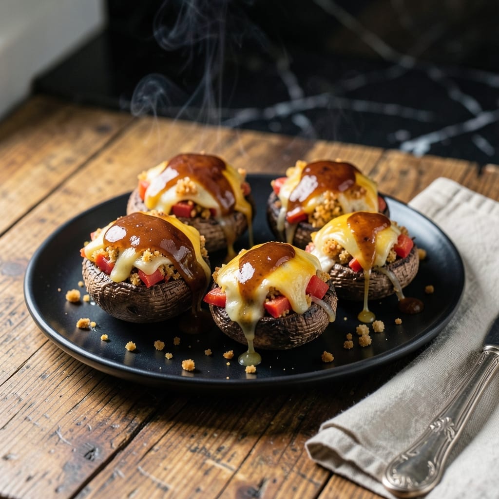 BBQ Stuffed Mushrooms Recipe Vegetarian: Smoky Portobello Caps With Cheesy Filling BBQ Stuffed Mushrooms Recipe Vegetarian: Smoky Portobello Caps With Cheesy Filling