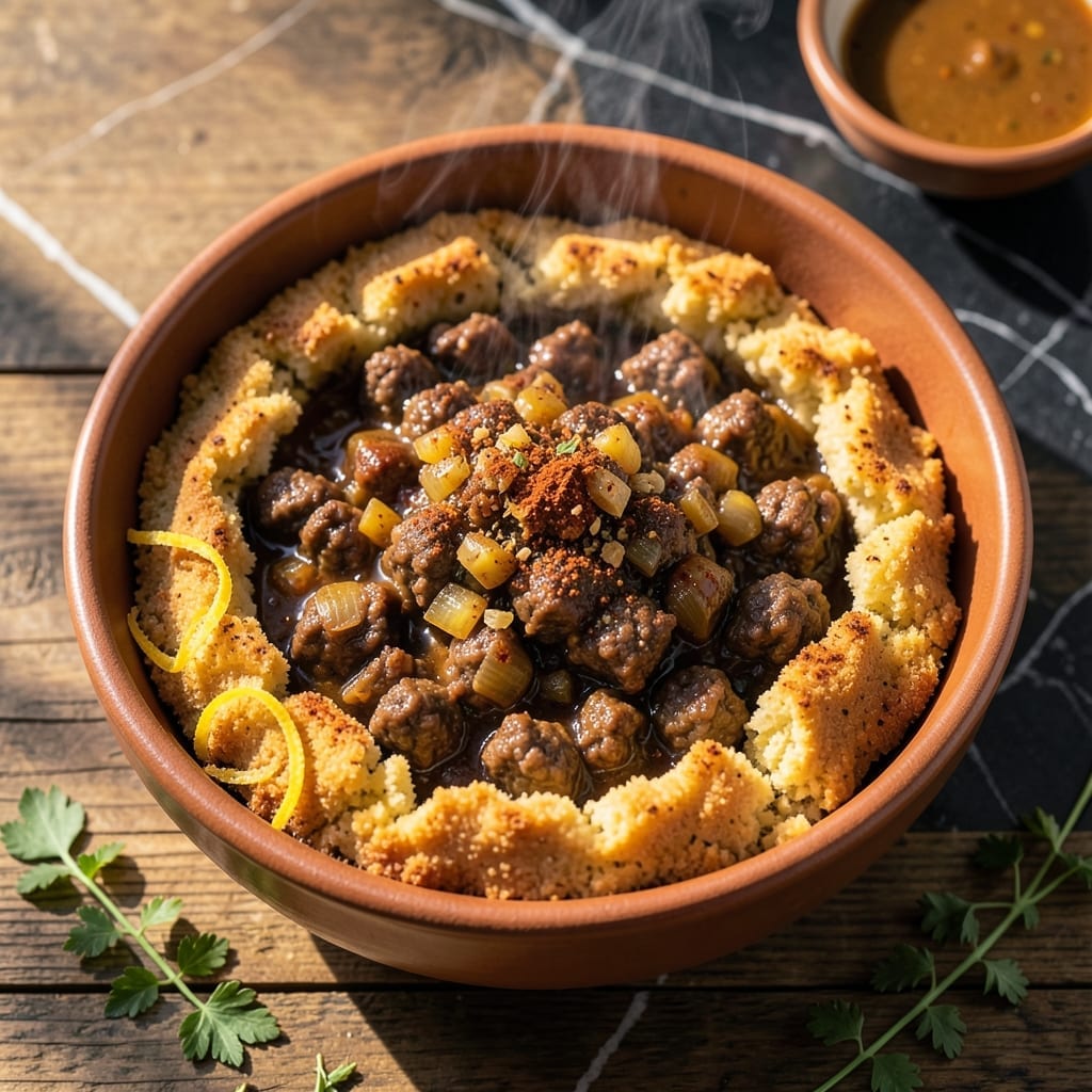 El Corral Tamale Pie Recipe: Layers of Spiced Meat and Cornmeal Crust El Corral Tamale Pie Recipe: Layers of Spiced Meat and Cornmeal Crust