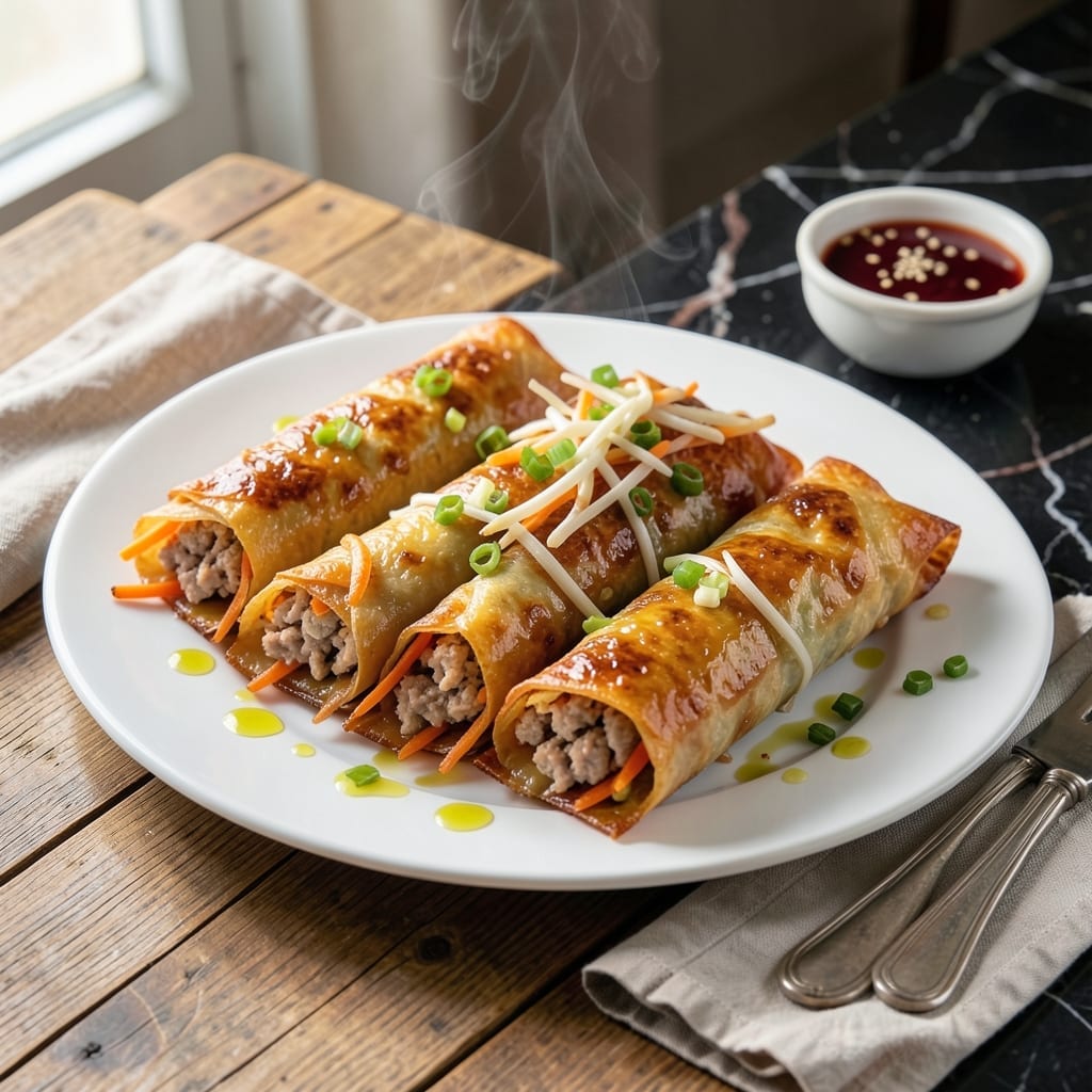 Chicken Egg Roll Recipe Without Cabbage: Crispy Wrappers With Carrot and Bean Sprout Fill