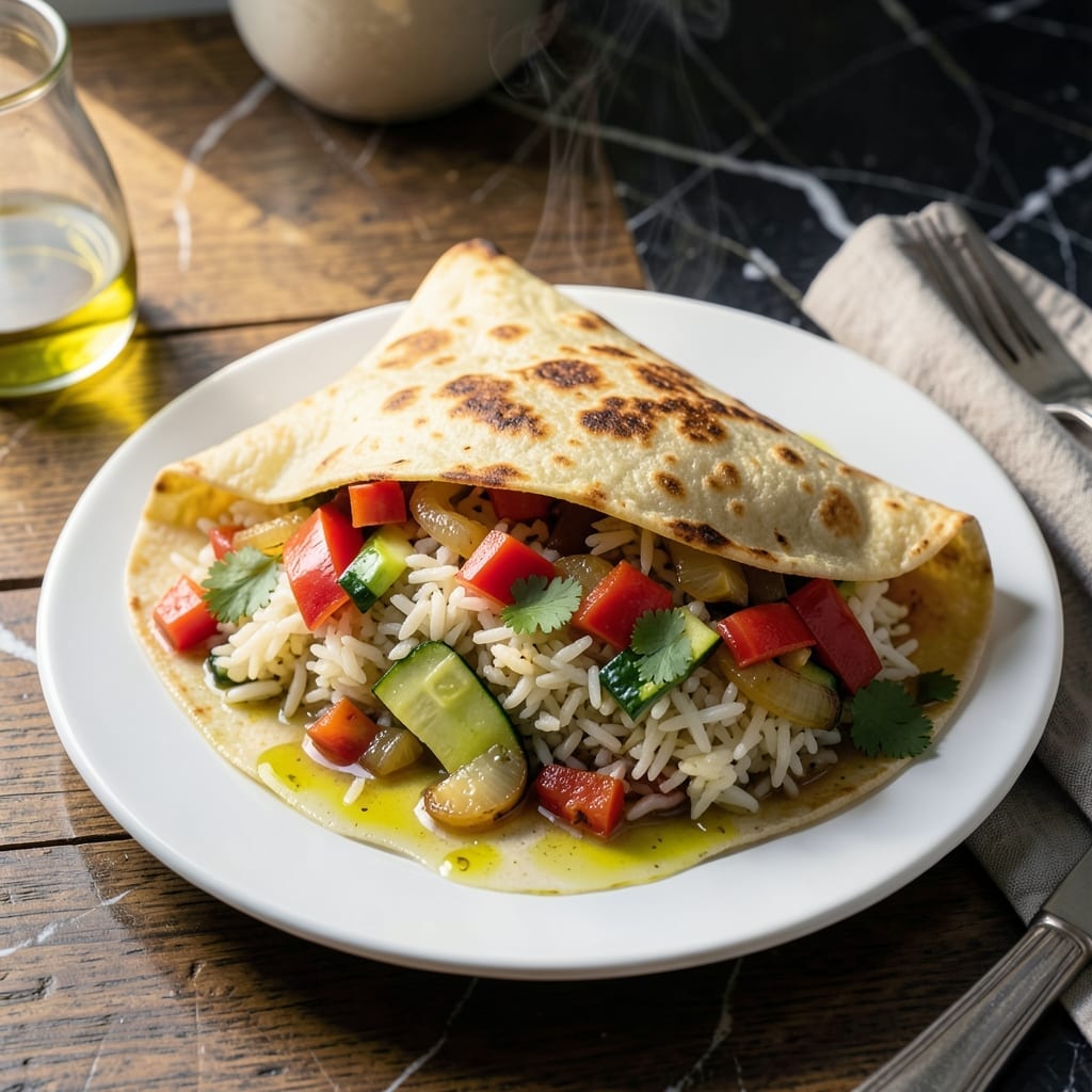 Vegetarian Burrito Recipe Without Beans: Cheesy Rice and Veggie Wrap