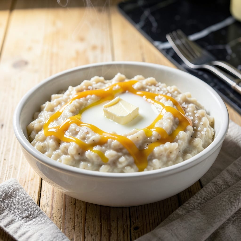 Paula Deen's Cheese Grits Recipe: Sharp Cheddar Melts Into Creamy Stone-Ground Grits Paula Deen's Cheese Grits Recipe: Sharp Cheddar Melts Into Creamy Stone-Ground Grits