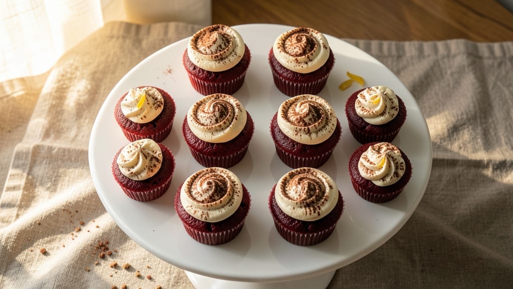 12 Red Velvet Cupcakes Recipe: Velvety Moistness With Cream Cheese Frosting Swirls 12 Red Velvet Cupcakes Recipe: Velvety Moistness With Cream Cheese Frosting Swirls