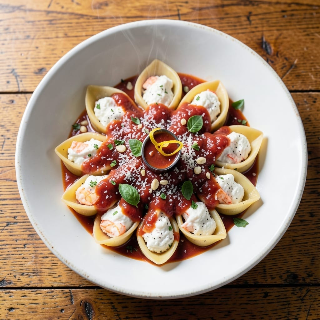 Carrabba's Seafood Cannelloni Recipe: Lobster and Crab Stuffed Pasta Shells Carrabba's Seafood Cannelloni Recipe: Lobster and Crab Stuffed Pasta Shells