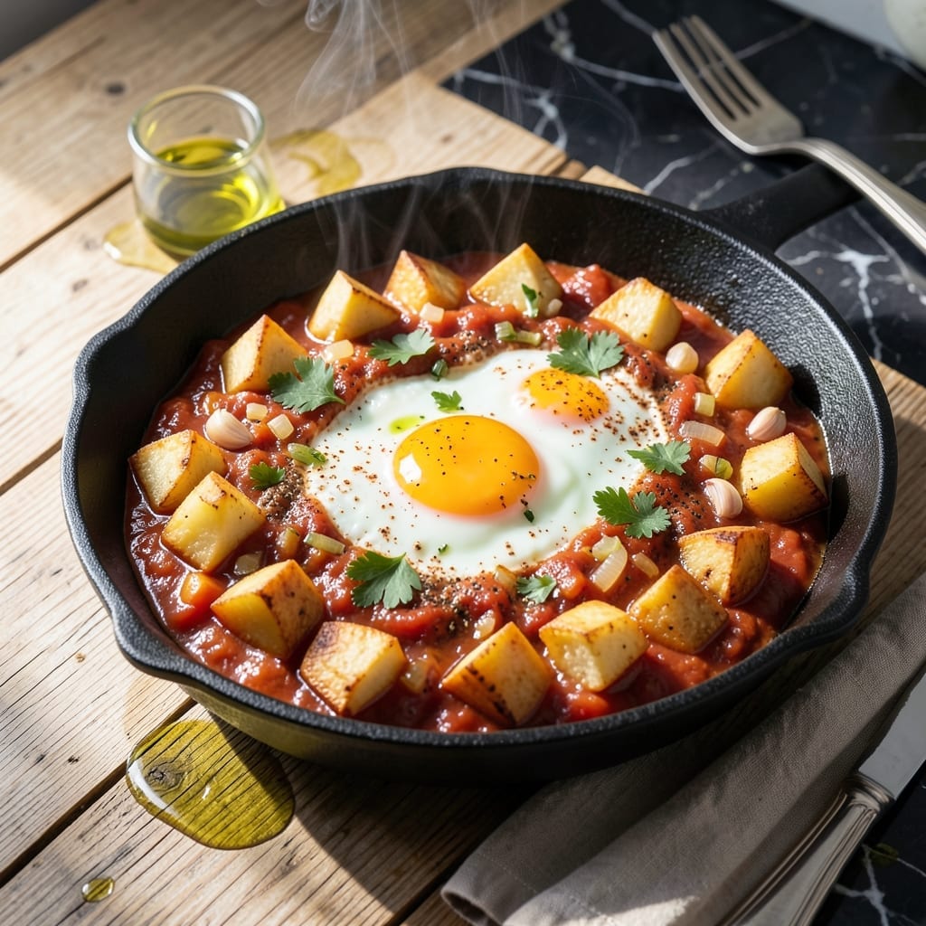 Shakshuka Recipe With Potatoes: Hearty North African Breakfast Skillet