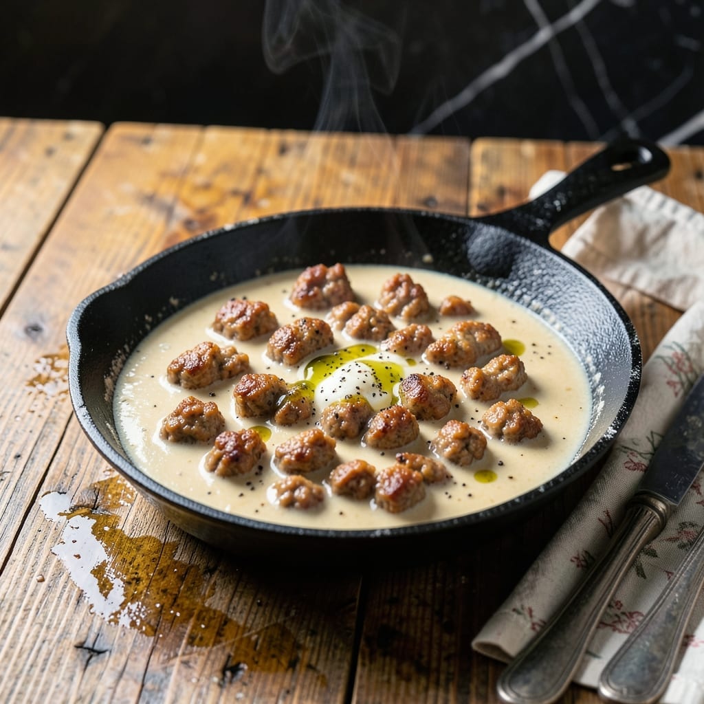 SOS Recipe Sausage: Tangy Creamy Gravy for Biscuits SOS Recipe Sausage: Tangy Creamy Gravy for Biscuits