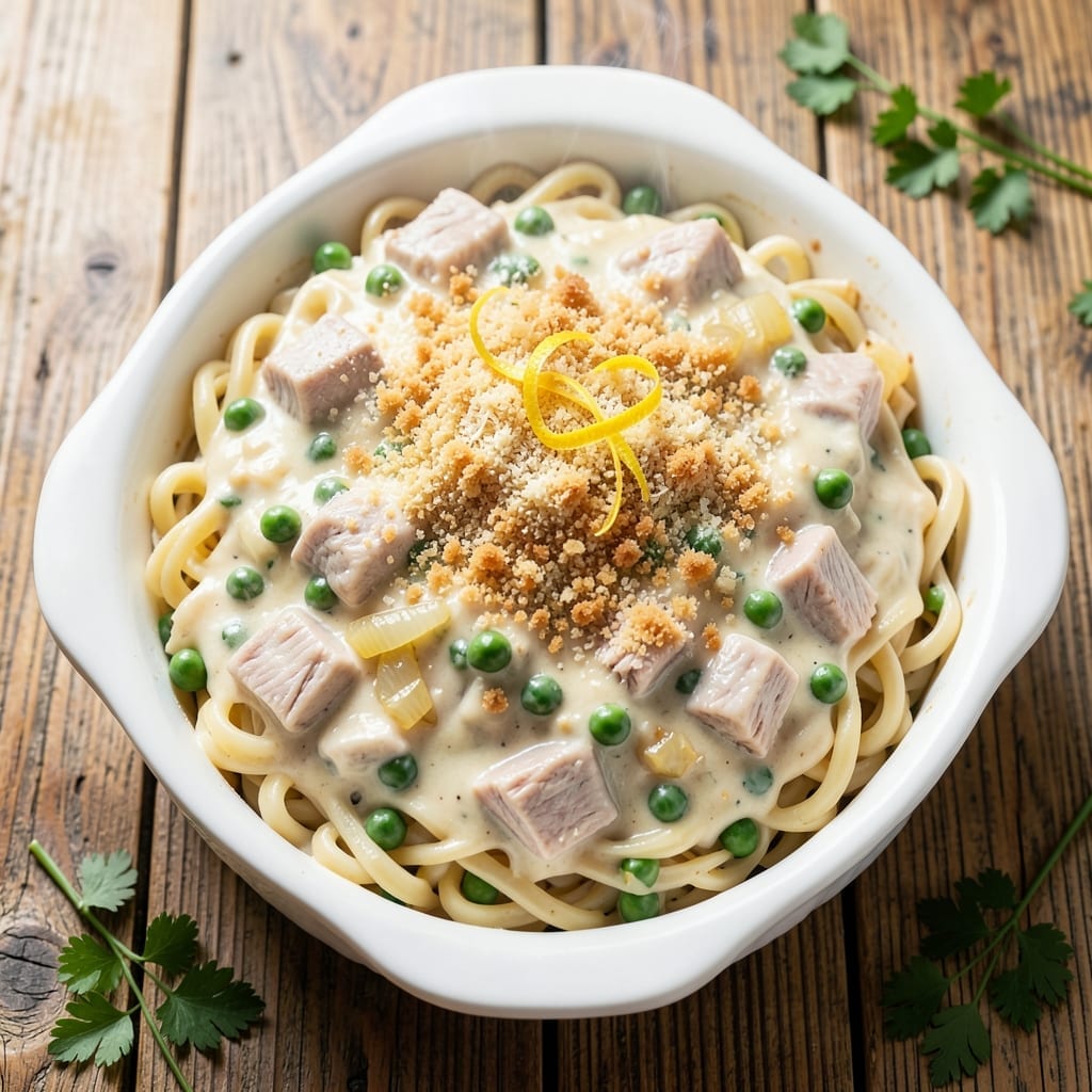 Tuna Casserole Recipe With Cream Of Mushroom Soup: Nostalgic Bake With Buttery Crumb Topping Tuna Casserole Recipe With Cream Of Mushroom Soup: Nostalgic Bake With Buttery Crumb Topping