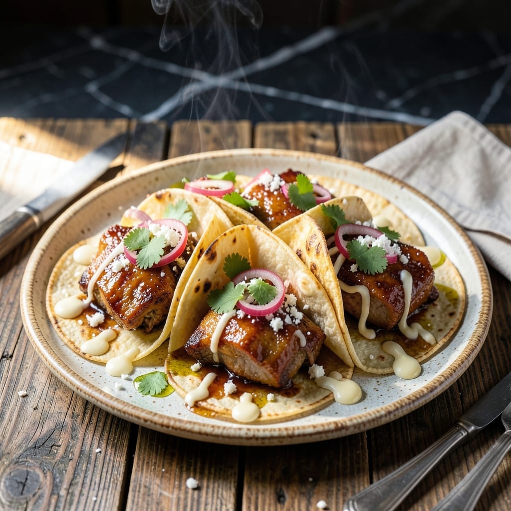 BBQ Pork Belly Tacos Recipe: Smoky Crisp Edges With Asian Fusion Flair