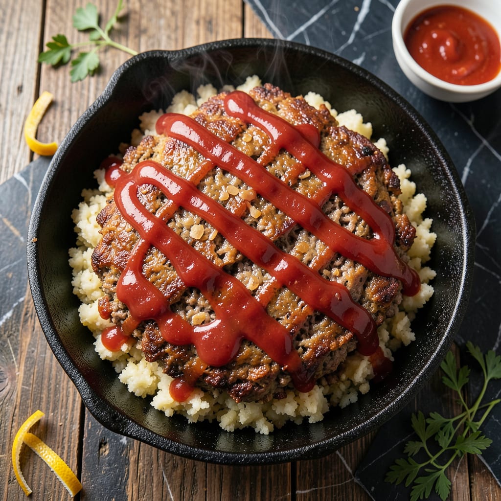 5 Ingredient Southern Meatloaf Recipe: Simple Comfort with a Kick illustration with key details