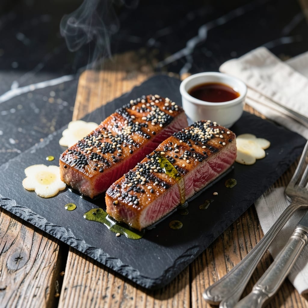 Recipe Ahi Tuna: Seared to Pink Perfection With Sesame Crust Recipe Ahi Tuna: Seared to Pink Perfection With Sesame Crust