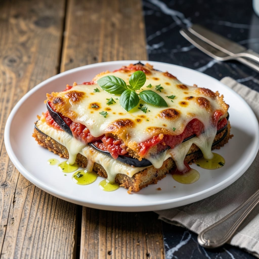 Eggplant Parmesan Recipe Without Eggs: Layers of Melty Cheese and Crispy Breadcrumbs Eggplant Parmesan Recipe Without Eggs: Layers of Melty Cheese and Crispy Breadcrumbs