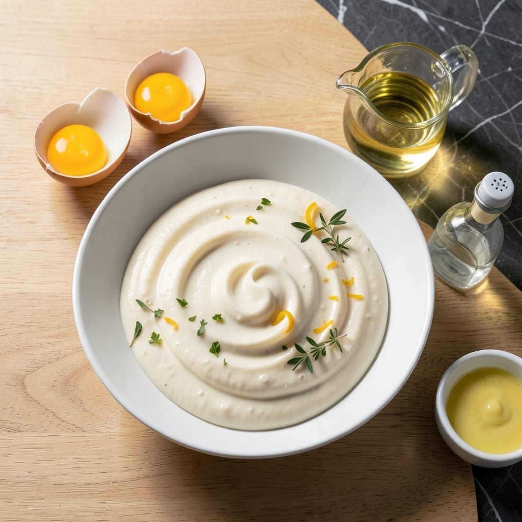 Mayonnaise Recipe Without Mustard: Egg-Yolk Emulsion for Classic Creaminess Mayonnaise Recipe Without Mustard: Egg-Yolk Emulsion for Classic Creaminess