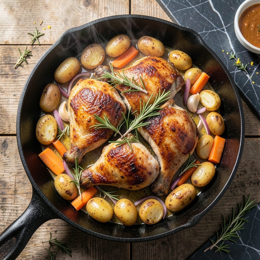 One Pan Chicken Recipe: Weeknight-Friendly Crispy Skin