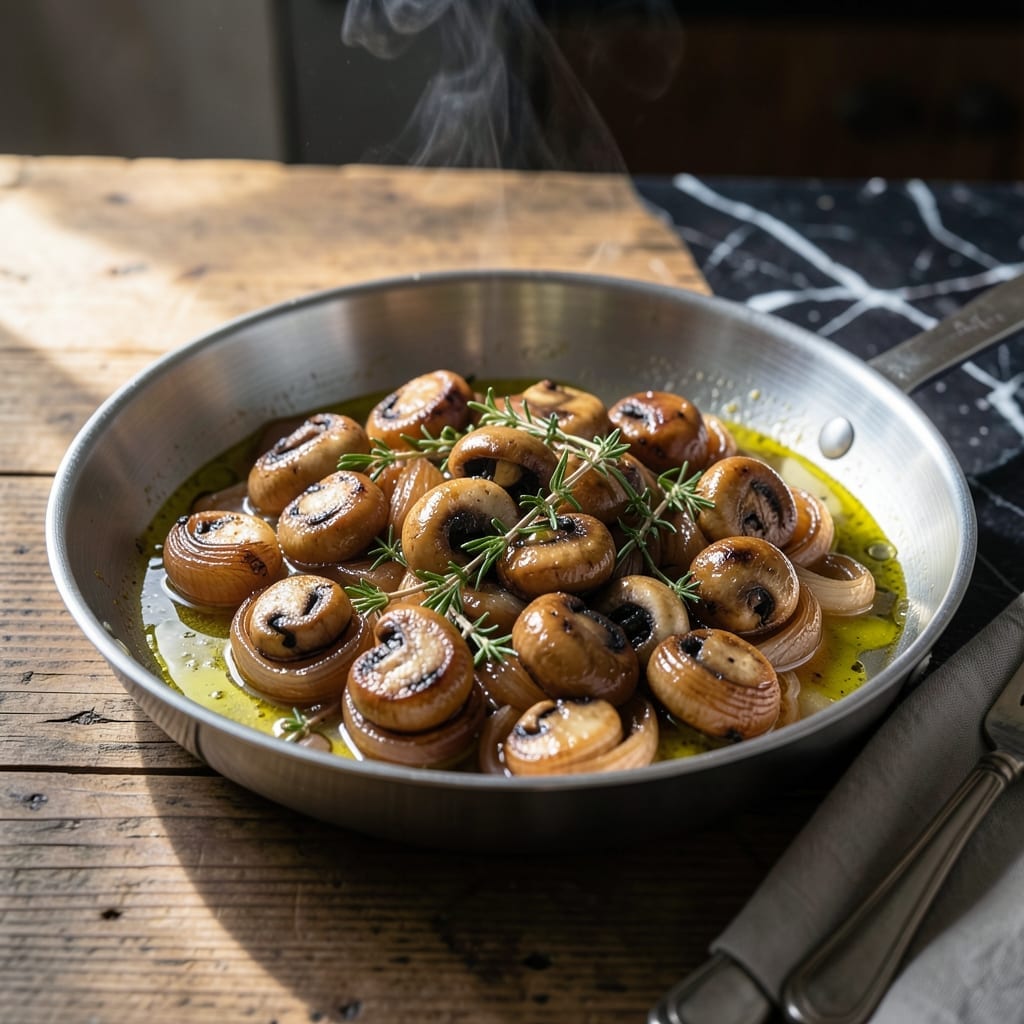 Mushroom And Onion Recipe: Caramelized Duo With Herb Infusion Mushroom And Onion Recipe: Caramelized Duo With Herb Infusion