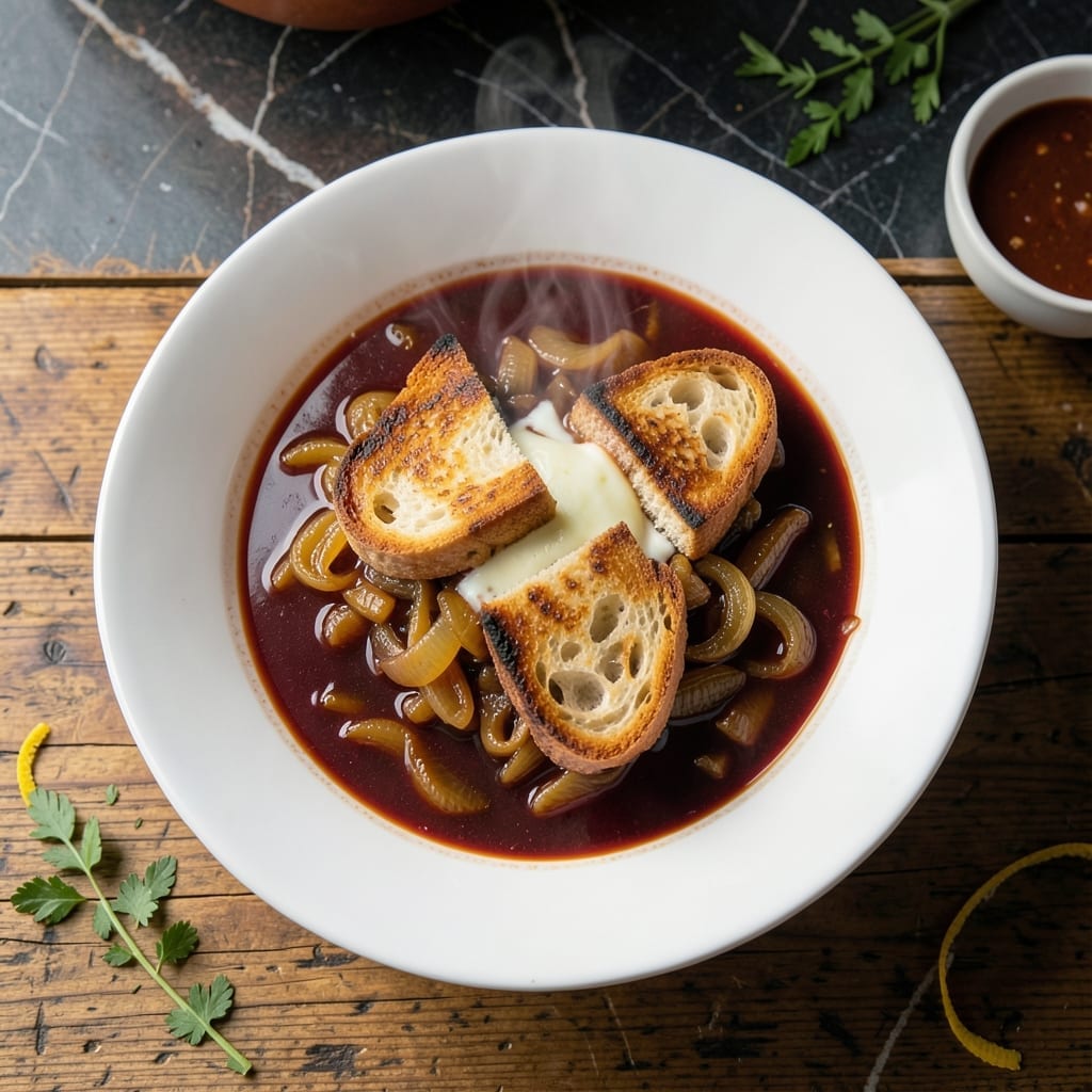 French Onion Soup Recipe With Red Wine: Deep Umami With Caramelized Onions French Onion Soup Recipe With Red Wine: Deep Umami With Caramelized Onions