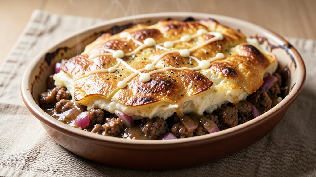 4-Ingredient Shepherd's Pie Recipe: Mashed Potato Crust Over Savory Meat Filling 4-Ingredient Shepherd's Pie Recipe: Mashed Potato Crust Over Savory Meat Filling