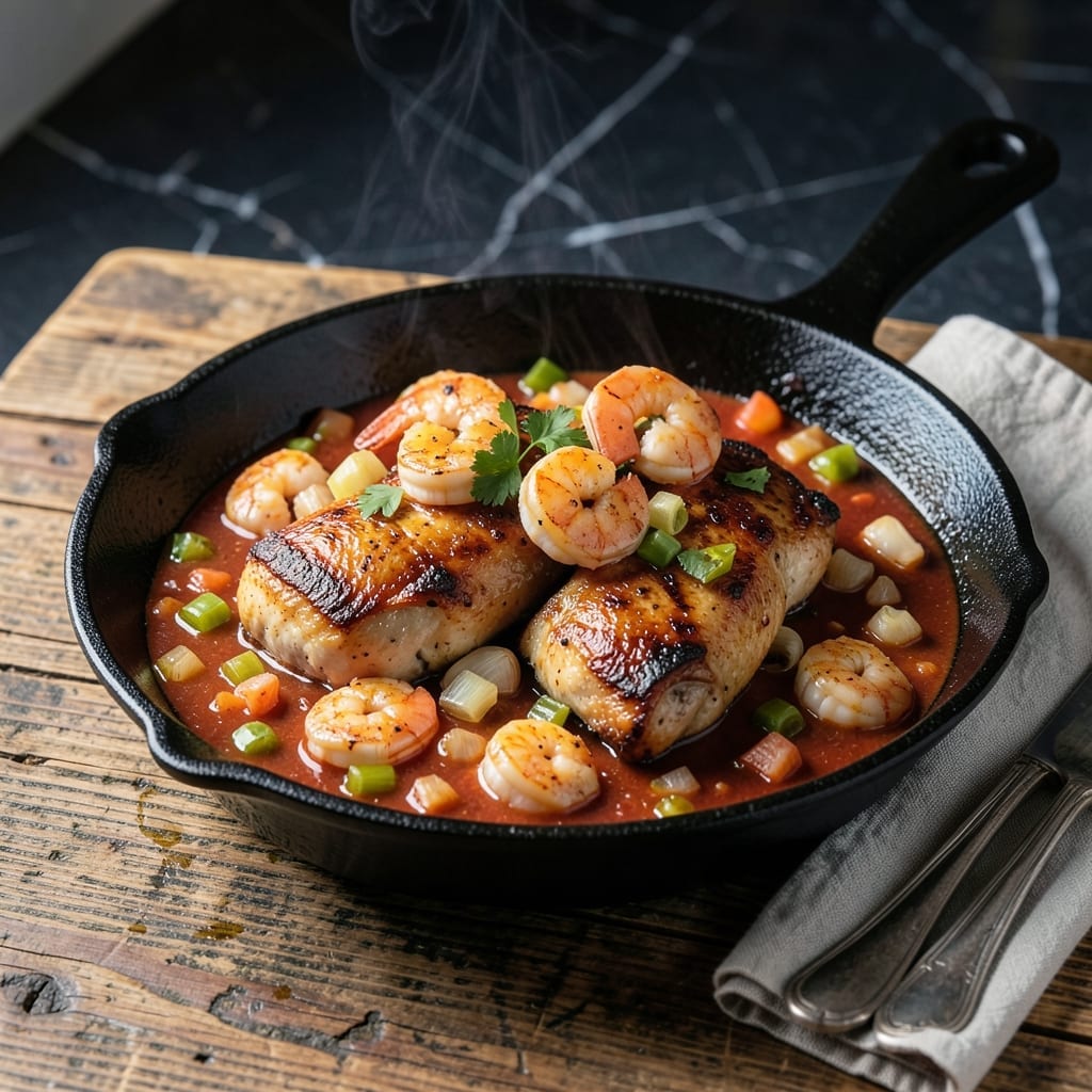 Shrimp and Chicken Creole Recipe: Louisiana-Style Spiced Simmer Shrimp and Chicken Creole Recipe: Louisiana-Style Spiced Simmer