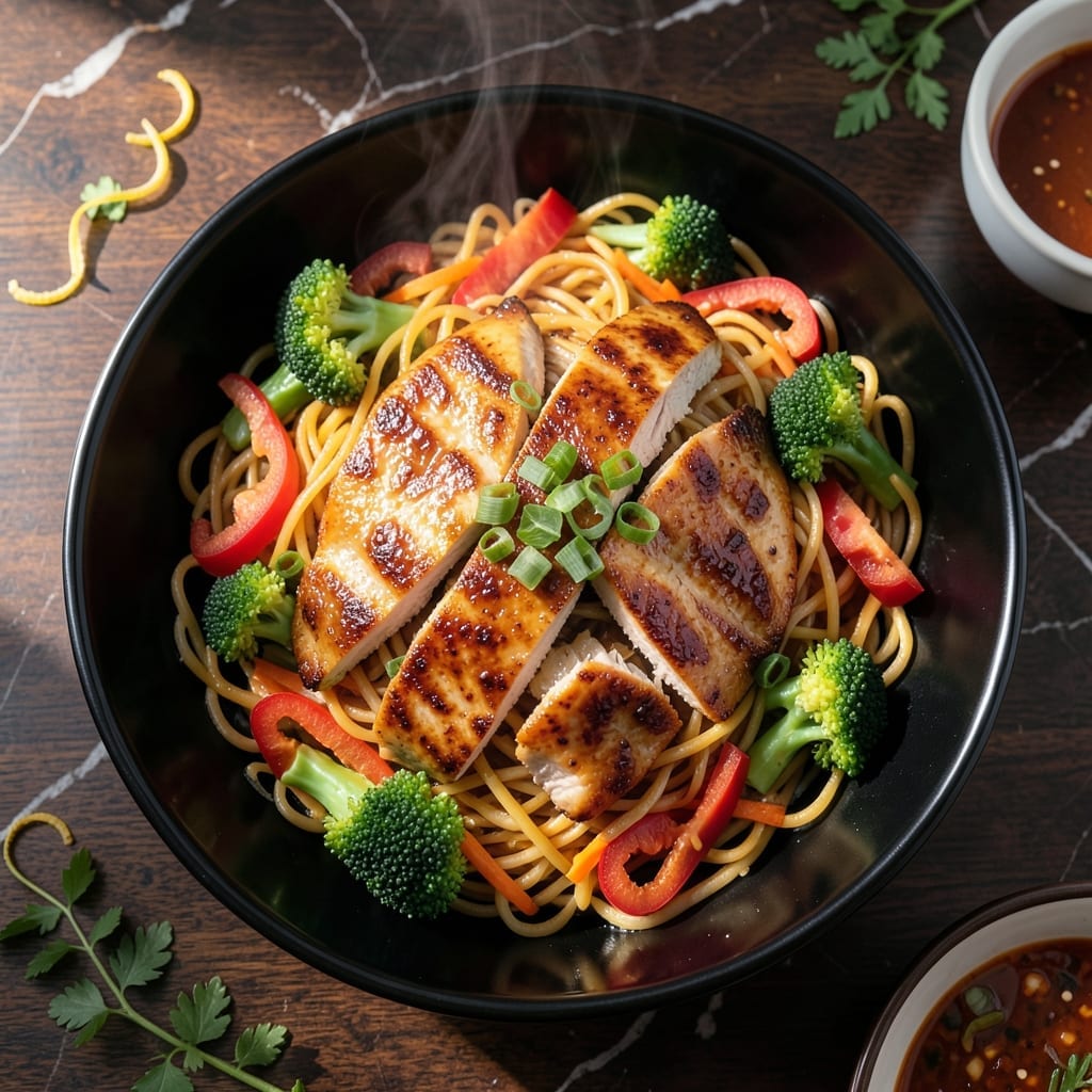 Blackstone Chicken Lo Mein Recipe: Wok-Seared Noodles with Charred Veggies Blackstone Chicken Lo Mein Recipe: Wok-Seared Noodles with Charred Veggies