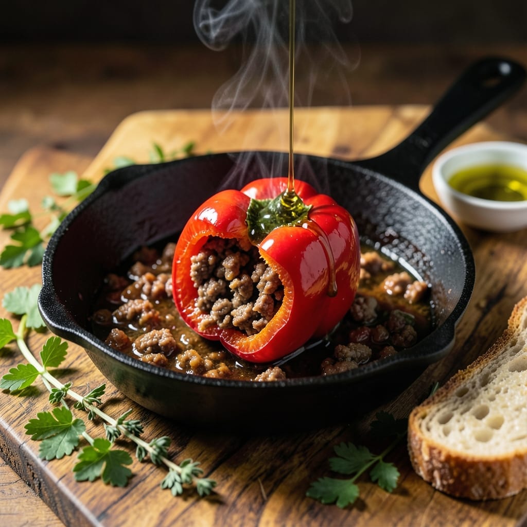Stuffed Red Pepper Recipe Ground Beef: Cheesy Beef-Filled Peppers in One Pan