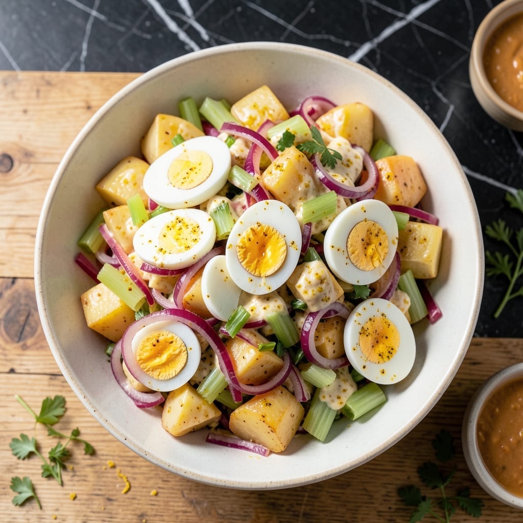 Red Hot and Blue Potato Salad Recipe: Zesty Kick With Creamy Tang