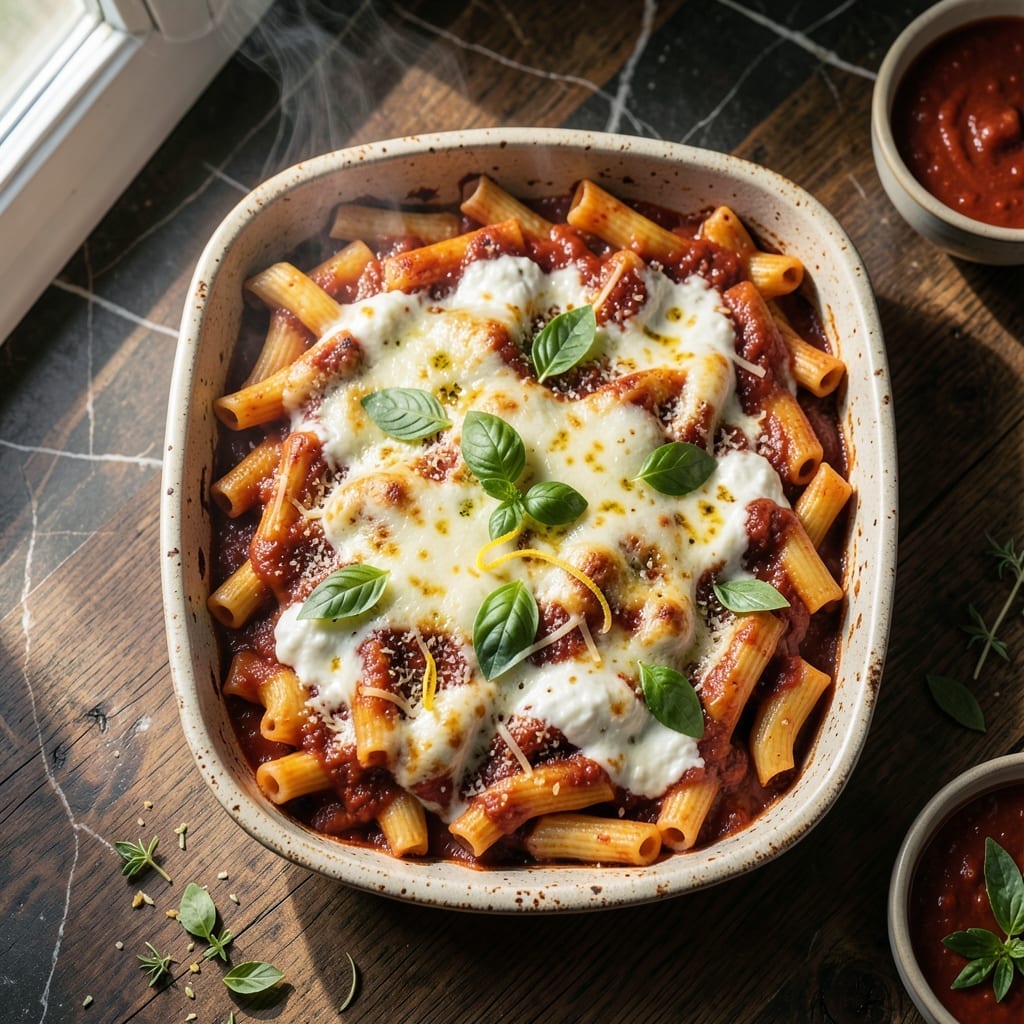 Baked Ziti Recipe With Ricotta: Three-Cheese Layers of Italian Comfort Baked Ziti Recipe With Ricotta: Three-Cheese Layers of Italian Comfort