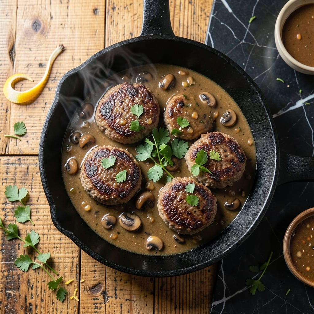 Bobby Flay Salisbury Steak Recipe: Savory Beef Patties in Rich Mushroom Gravy Bobby Flay Salisbury Steak Recipe: Savory Beef Patties in Rich Mushroom Gravy