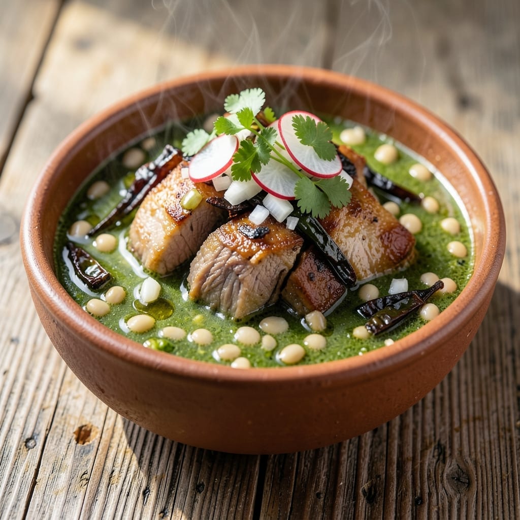 Pozole Verde Recipe Pork: Hominy and Tomatillo Stew With Tender Meat Pozole Verde Recipe Pork: Hominy and Tomatillo Stew With Tender Meat
