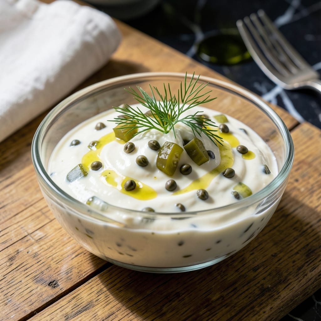 Tartar Sauce Recipe With Relish: Classic Creamy Dill and Caper Condiment Tartar Sauce Recipe With Relish: Classic Creamy Dill and Caper Condiment