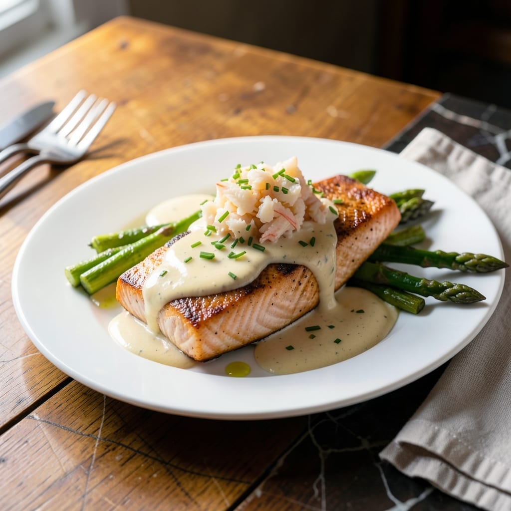 Salmon Oscar Recipe Maggiano's: Luxurious Crab-Topped Filet With Asparagus and Bearnaise Salmon Oscar Recipe Maggiano's: Luxurious Crab-Topped Filet With Asparagus and Bearnaise