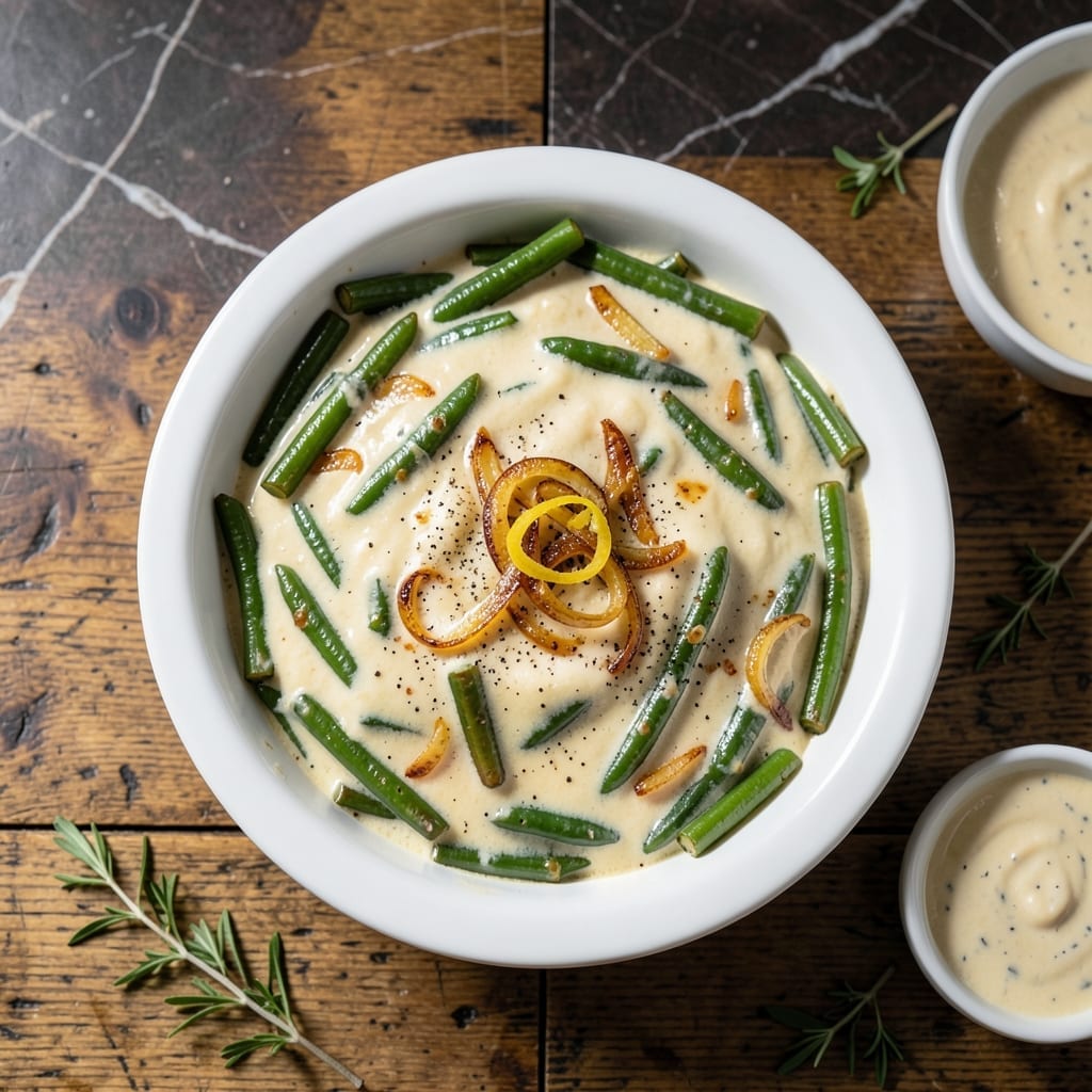 Green Bean Casserole Recipe Without Mushrooms: Creamy Onion Crunch Topping Green Bean Casserole Recipe Without Mushrooms: Creamy Onion Crunch Topping