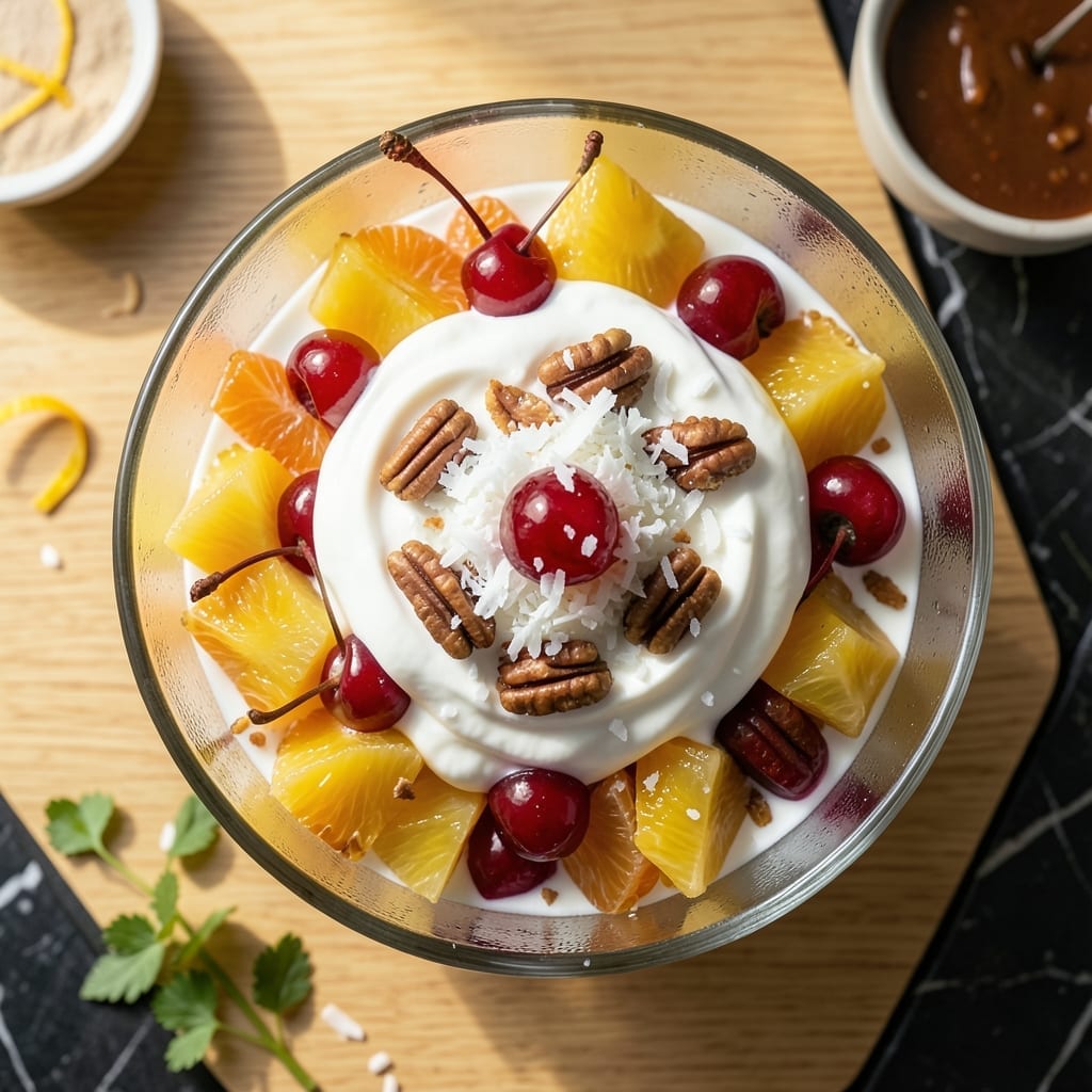 Ambrosia Recipe With Sour Cream: Retro Fruit Salad With Creamy Twist Ambrosia Recipe With Sour Cream: Retro Fruit Salad With Creamy Twist