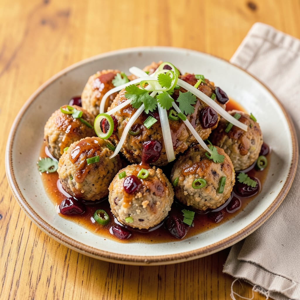 amylu cranberry jalapeno meatballs recipe illustration with key details