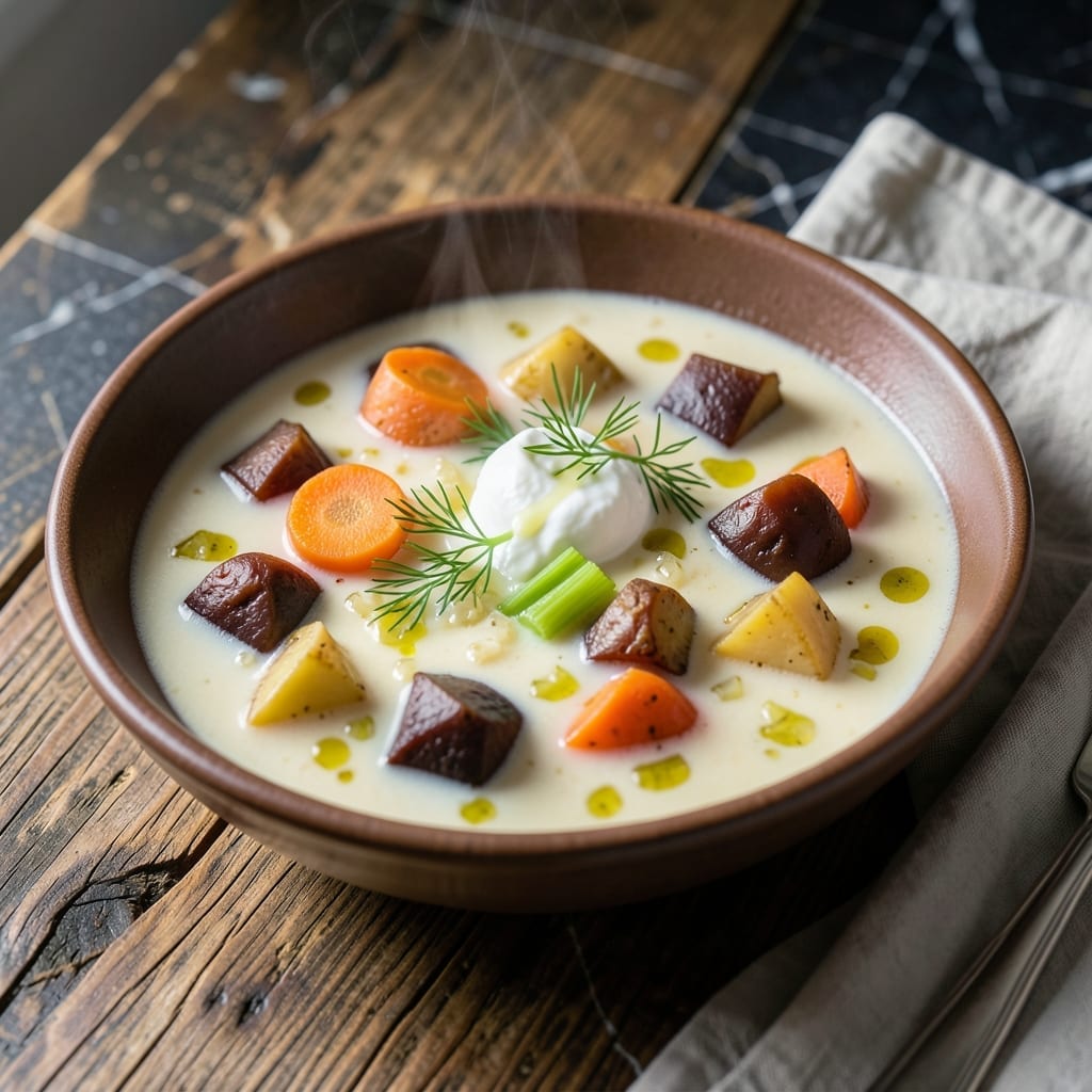 Polish Borscht Recipe White: Bright Beetroot with Creamy Swirls Polish Borscht Recipe White: Bright Beetroot with Creamy Swirls