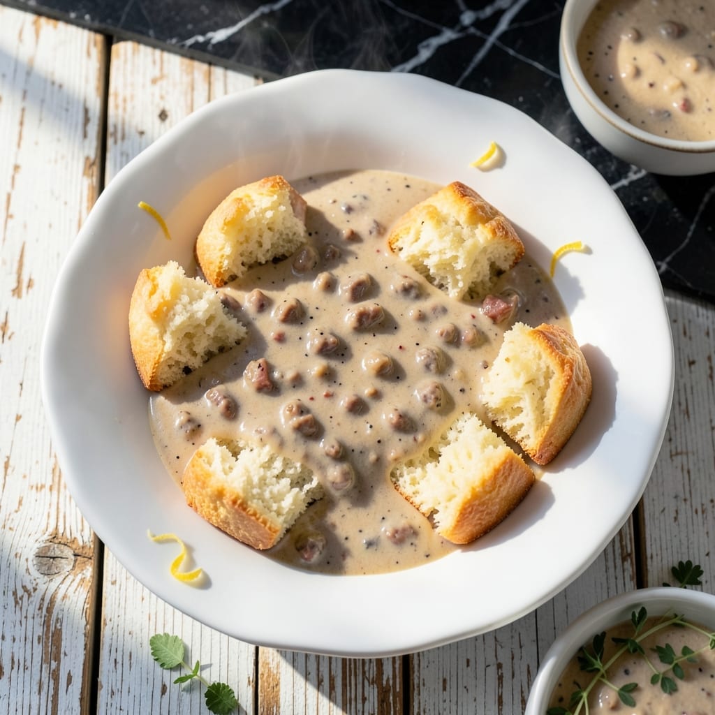 Biscuits and Gravy Recipe: Flaky Layers in Creamy Sausage Sauce