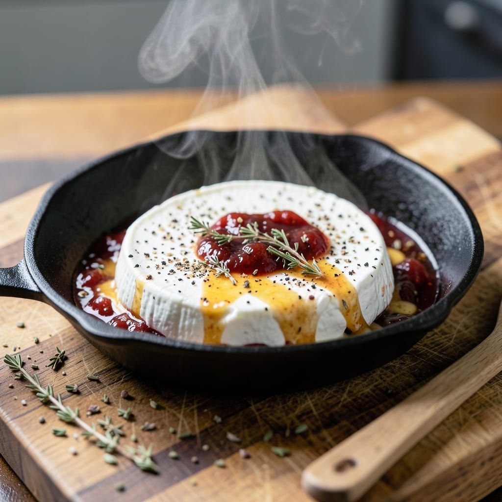 Complete Baked Brie Recipe With Jam: Melty Center With Sweet Tart Topping overview image