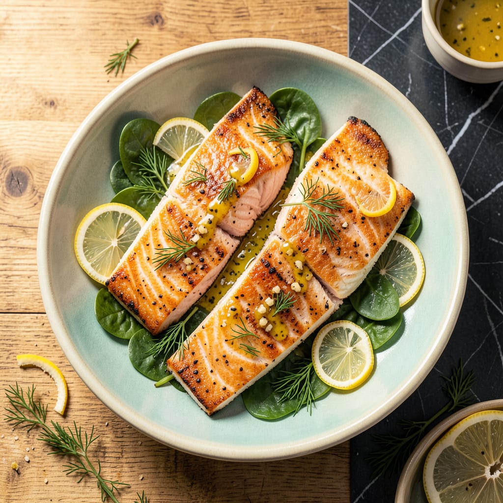 Visual representation of baked coho salmon recipe