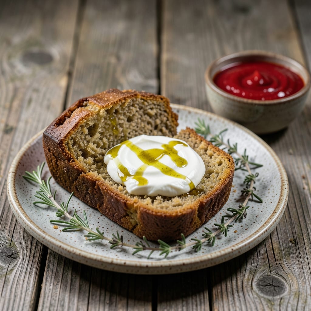 Visual representation of banana bread recipe with cream cheese