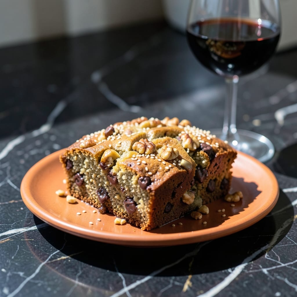banana bread recipe with walnuts and chocolate chips illustration with key details