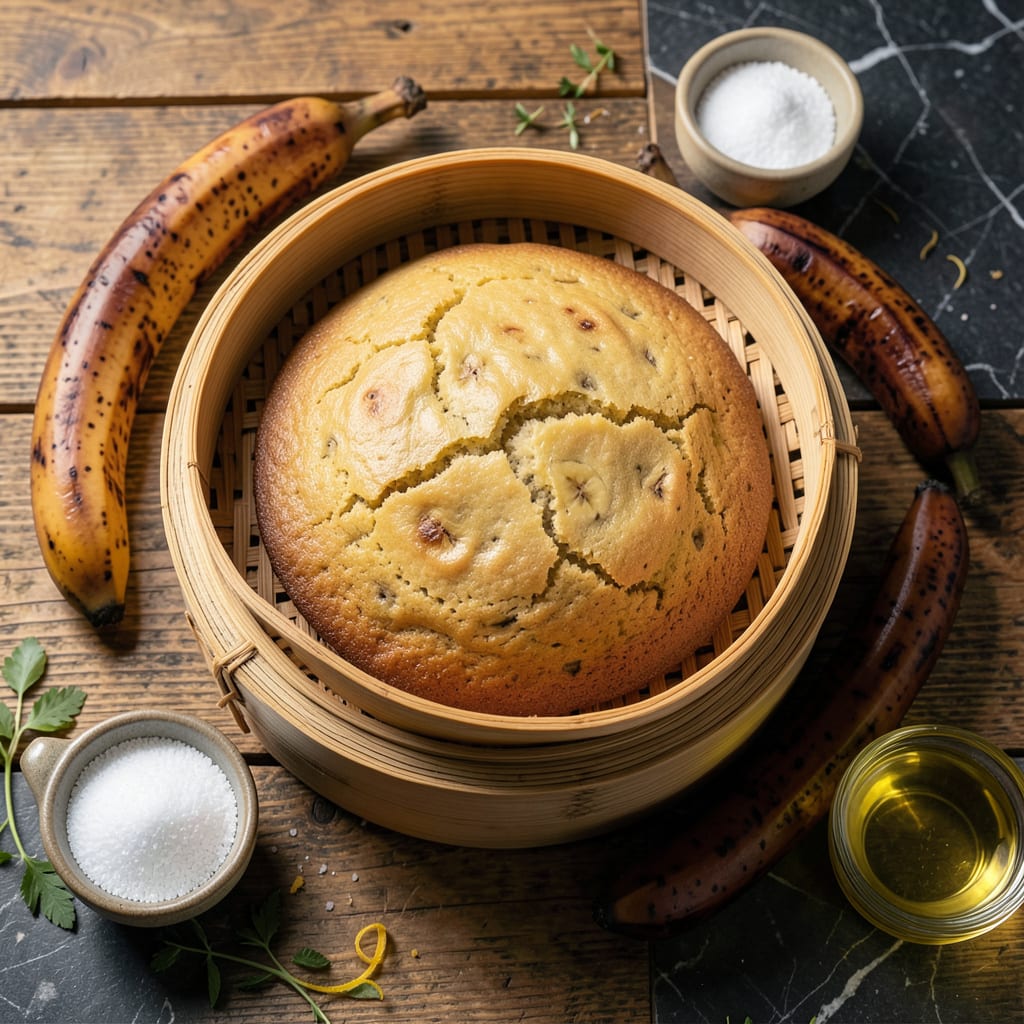 Banana Cake Recipe in Steamer: Moist and Fluffy Steamed Delight example with annotations