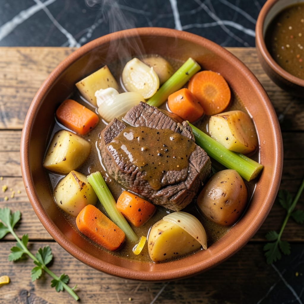 Complete beef stew recipe crock pot overview image