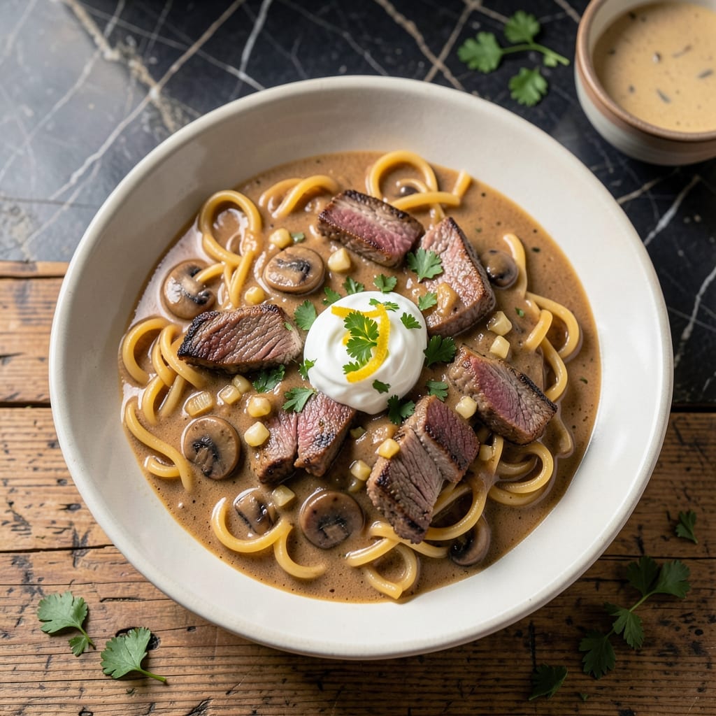 beef stroganoff recipe with cream of mushroom soup example with annotations