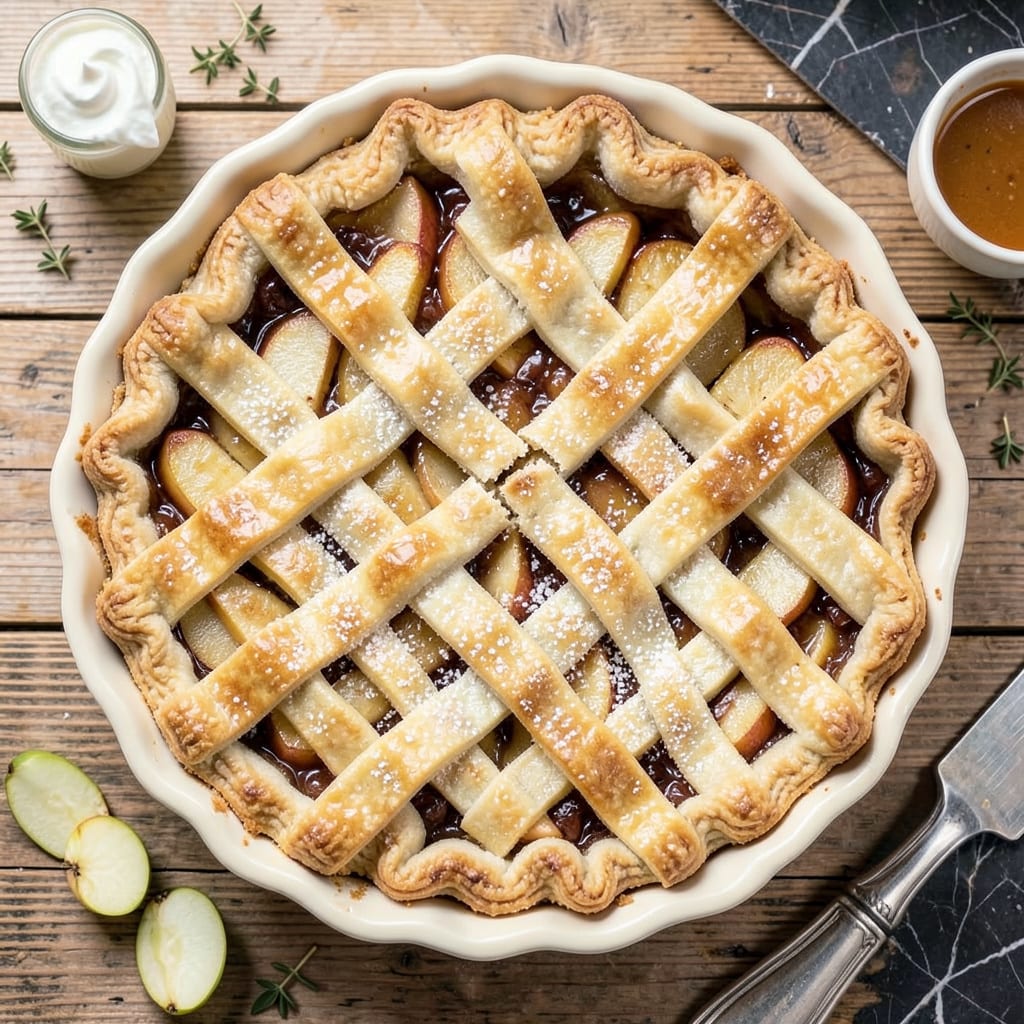 better homes and gardens apple pie recipe illustration with key details