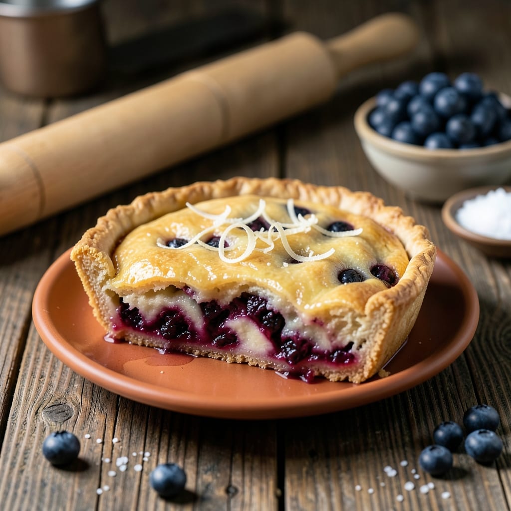 blueberry pie recipe with pie filling example with annotations