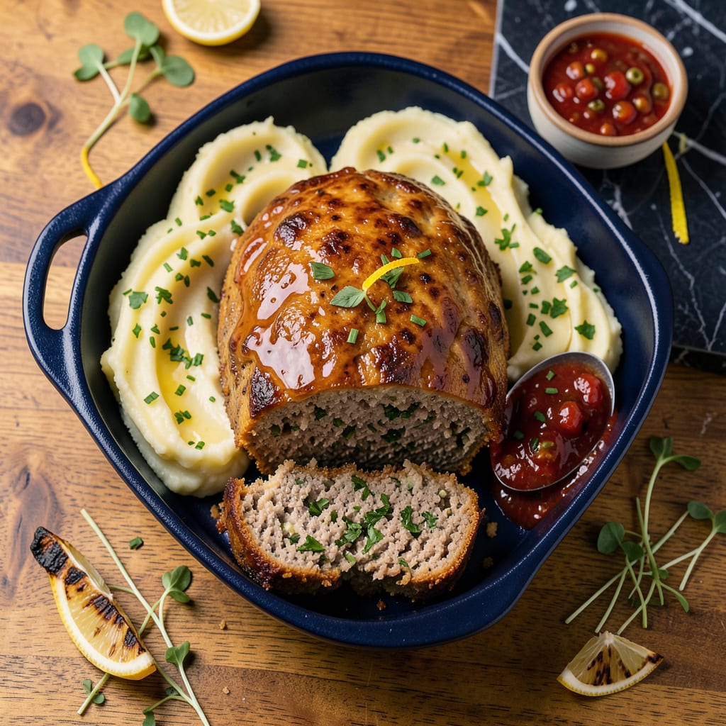 bobby flay meatloaf recipe illustration with key details