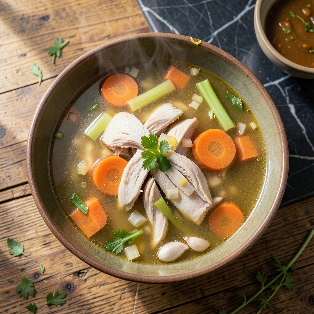 Bone Broth Soup Recipe Chicken: Gut Nourishing Comfort in a Bowl example with annotations