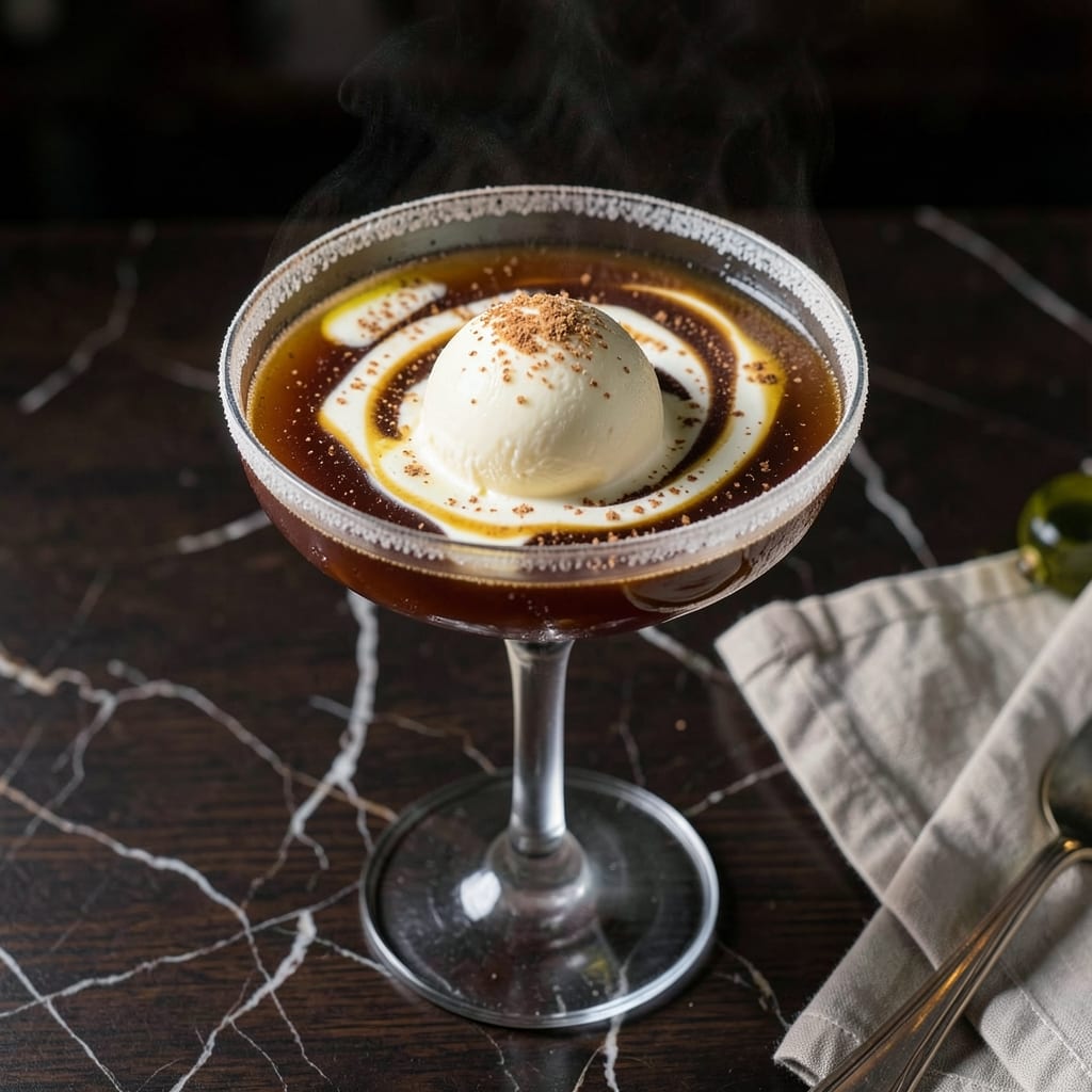 Brandy Alexander Recipe With Ice Cream: Creamy Boozy Dessert in a Glass illustration with key details