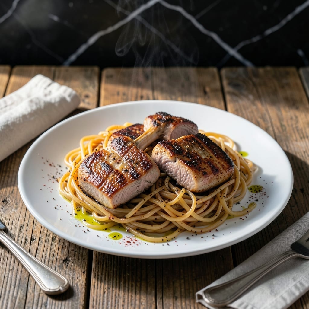 Pork Chops and Noodles Recipe: Savory Pan-Seared Pork With Buttered Egg Noodles Pork Chops and Noodles Recipe: Savory Pan-Seared Pork With Buttered Egg Noodles