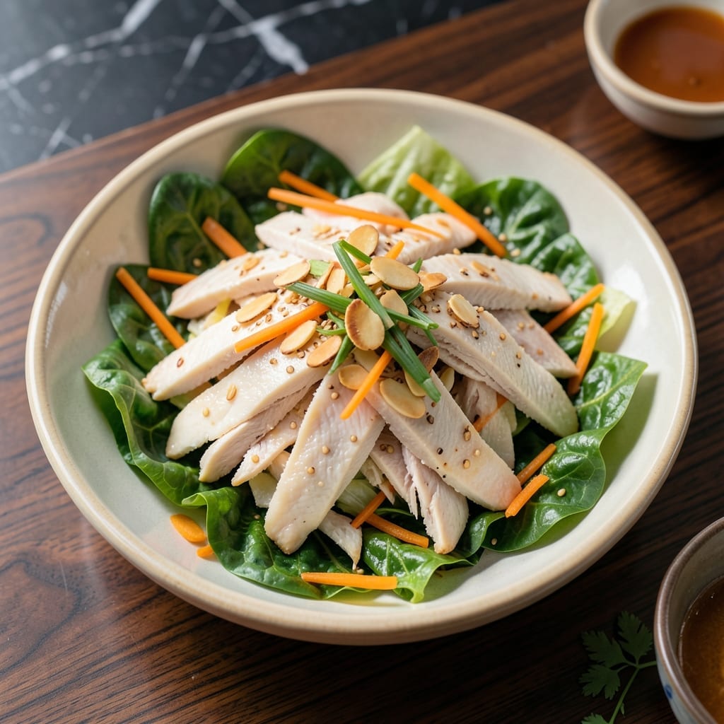 Chinese Chicken Salad Recipe: Sesame-Ginger Crunch With Toasted Almonds Chinese Chicken Salad Recipe: Sesame-Ginger Crunch With Toasted Almonds