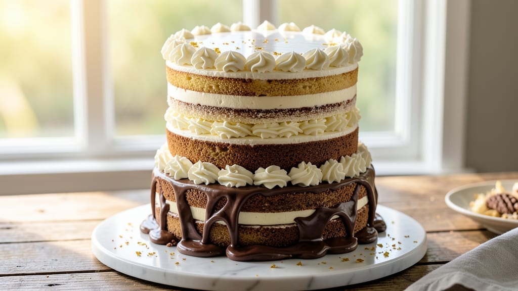 5 Layer Cake Recipe: Vanilla Bean Swirl and Cream Cheese Frosting Harmony
