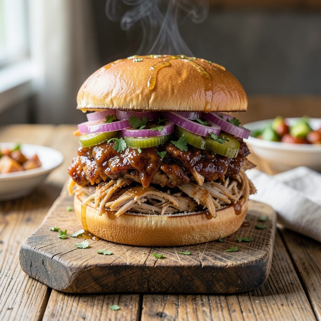 BBQ Chicken Sandwich Recipe Pulled: Smoky Tenderness on a Toasted Bun